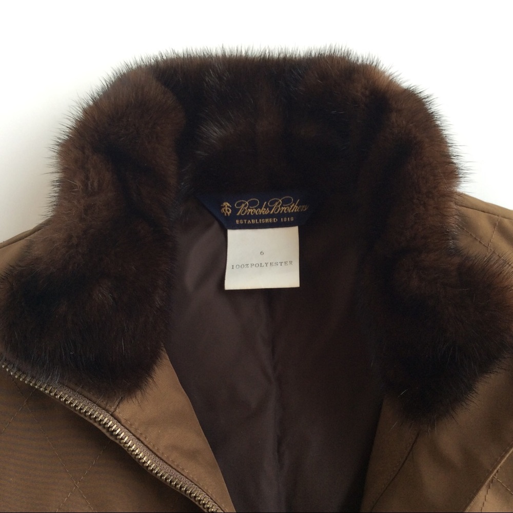 Brooks Brothers faux fur trim diamond quilted vest